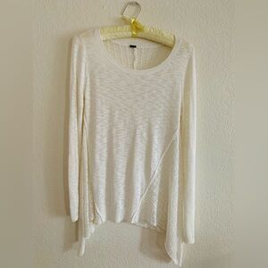 Poof! Ivory White Sharkbite Hem Tunic - delicate Full Lace Back - Size XS/S